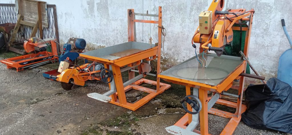Core saws in yard at Besra exploration office 10 Nov 2021