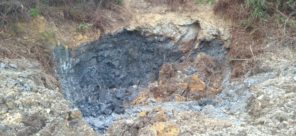 Excavated borrow for drill pad repairs, 31 Dec 2021