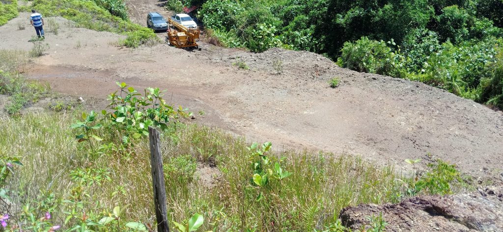 Previous Jugan sector programme drill holes in foreground of current first drill hole 8 Nov 2021