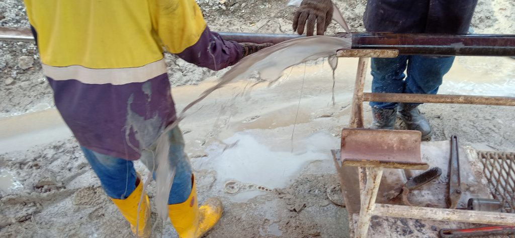 Removing core from core barrel. 1st Jugan hole 18 Nov 2021